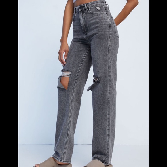 PacSun Gray Distressed Straight Leg Jeans - Picture 2 of 10